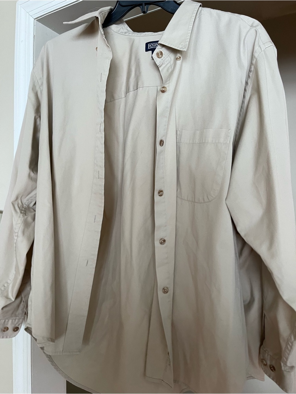 Vintage Lands' End Light Beige Button-Up Shirt Jacket
